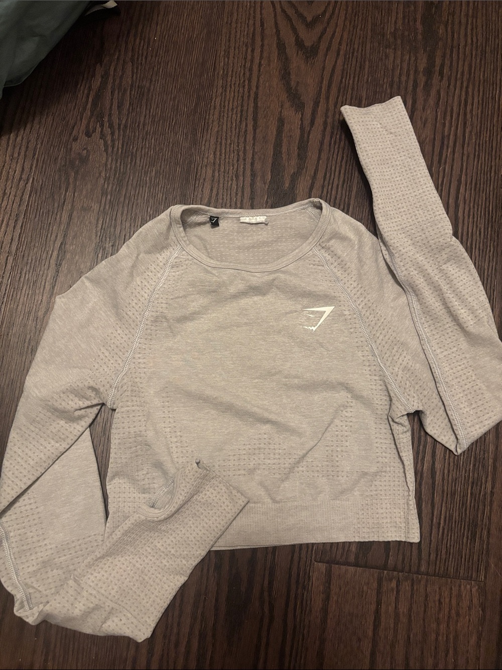 Gymshark Women's Light Gray Seamless Crew Neck Crop Long Sleeve